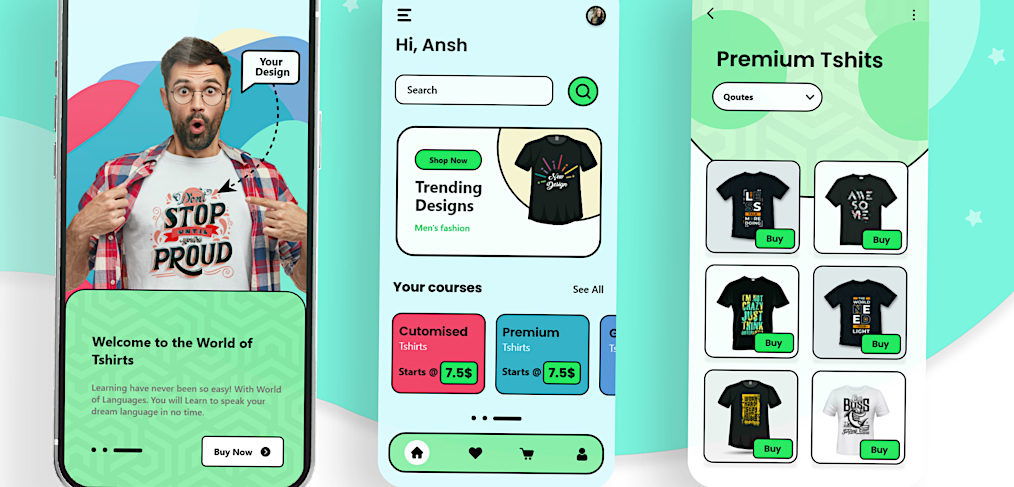 Adobe XD t-shirt printing app concept