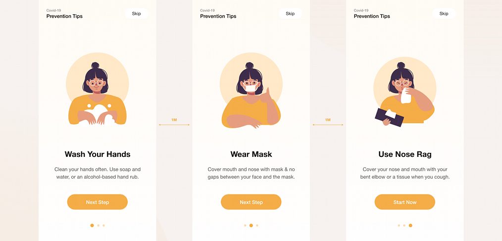 Covid onboarding mobile concept