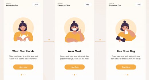 Covid onboarding mobile concept