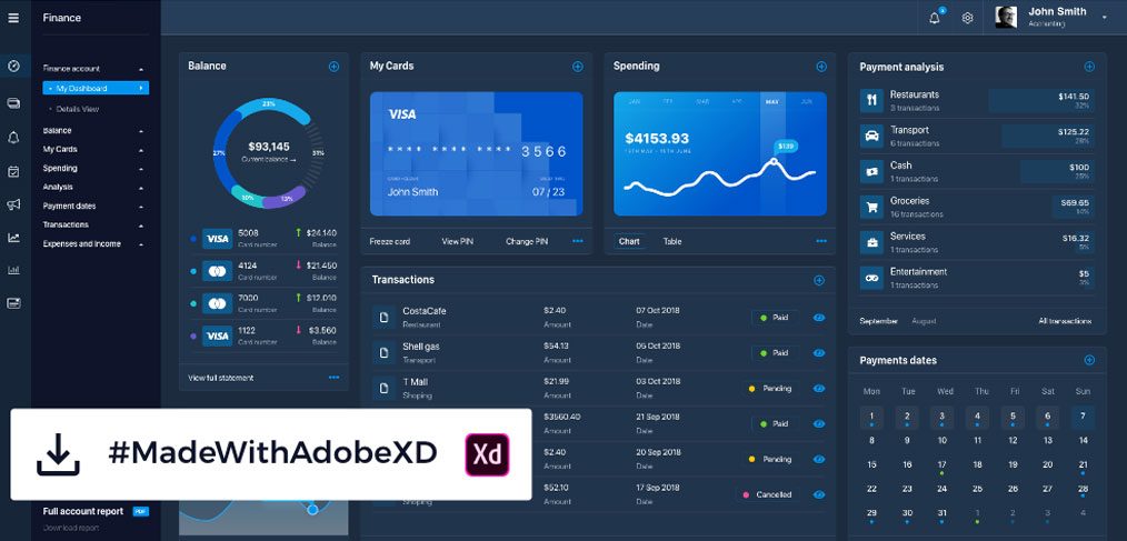 Dark Finance Dashboard template