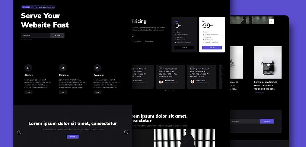 Dark landing page free HTML theme