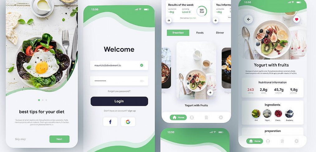 Diet mobile app XD concept