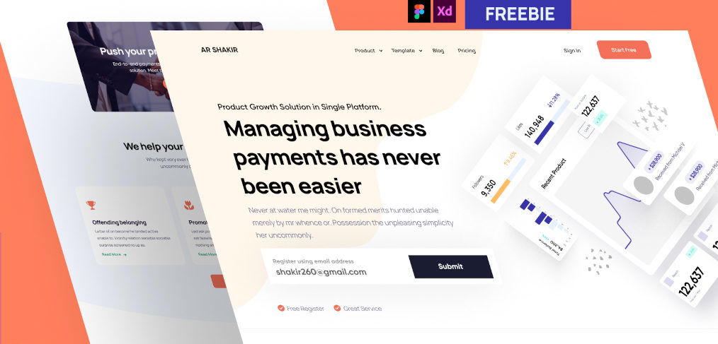 Fintech free XD landing page template