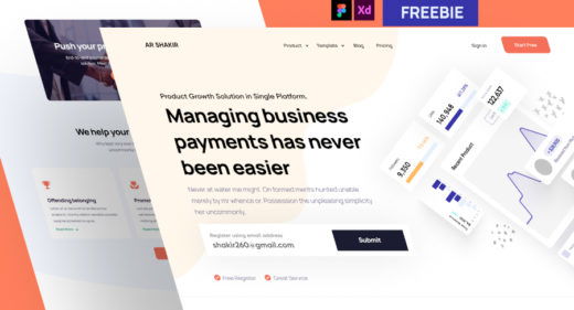 Fintech free XD landing page template