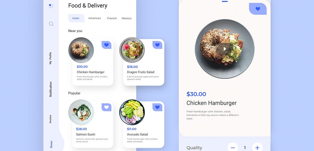 Food delivery XD app template