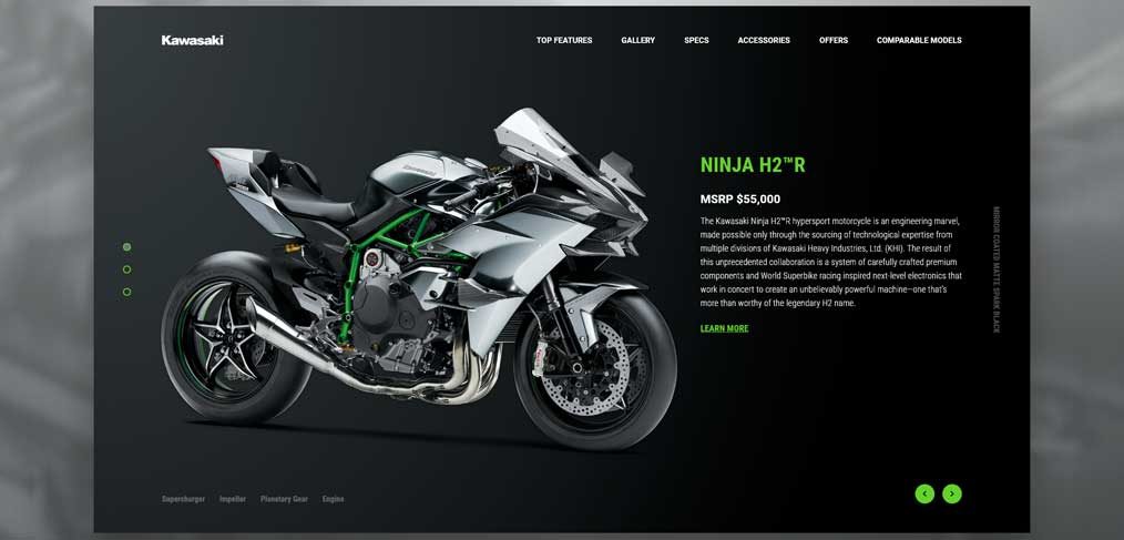 Kawasaki Ninja homepage concept