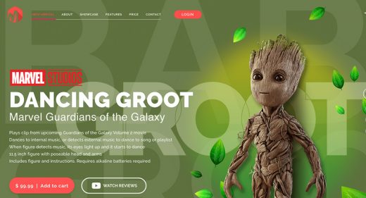 Marvel Groot XD landing page