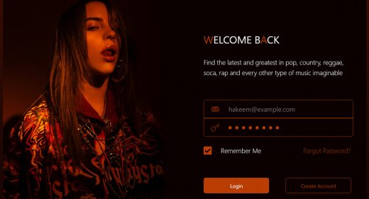 Music website login template