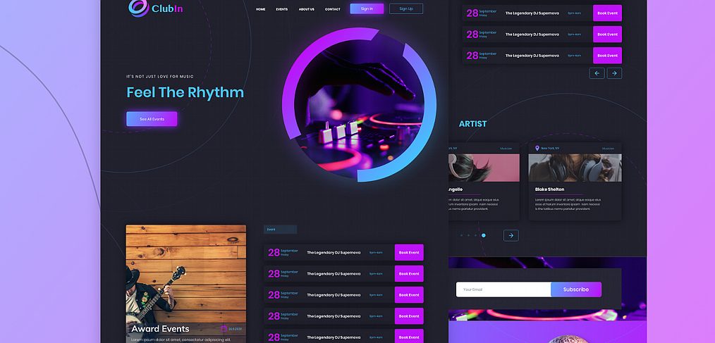 Night club XD website template