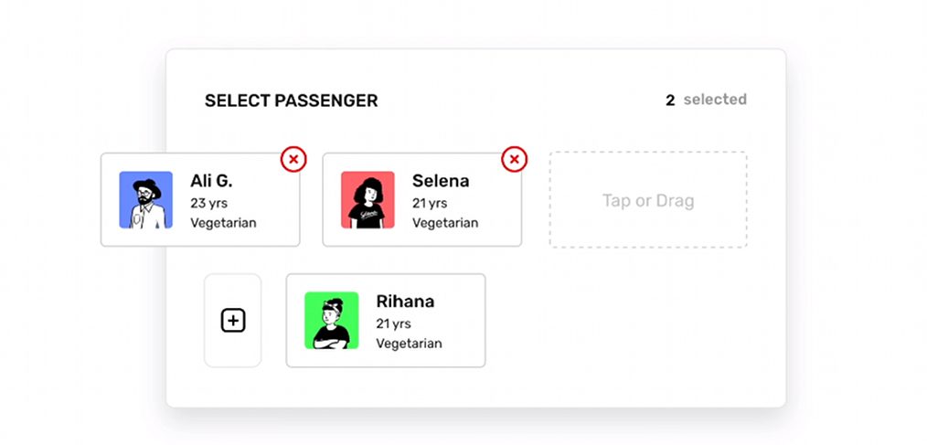 Passenger selection XD animation