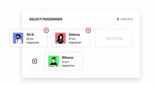 Passenger selection XD animation