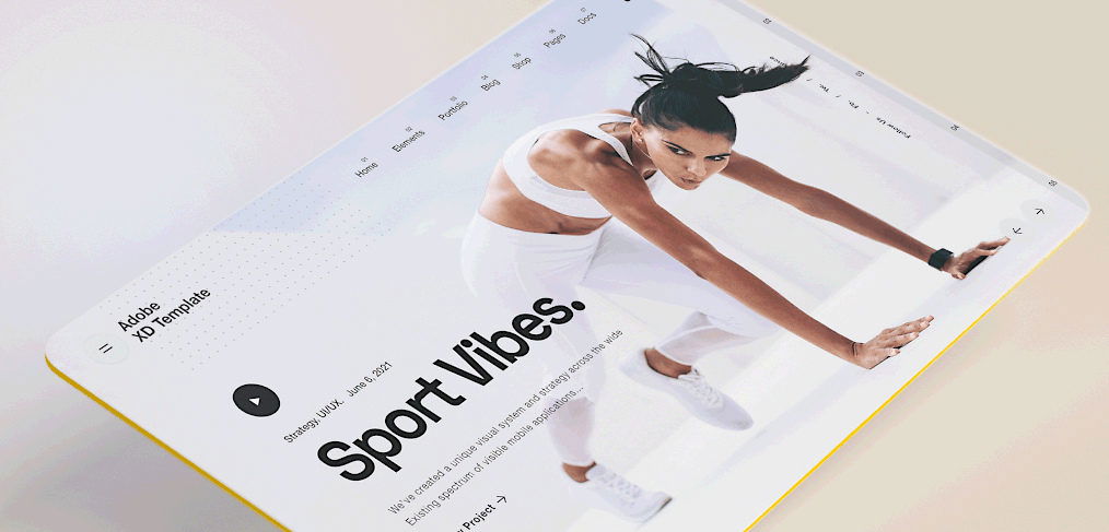 Sport vibes XD homepage templates