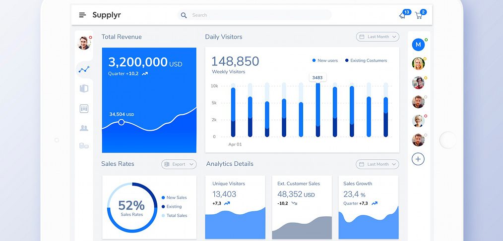 Tablet XD dashboard template