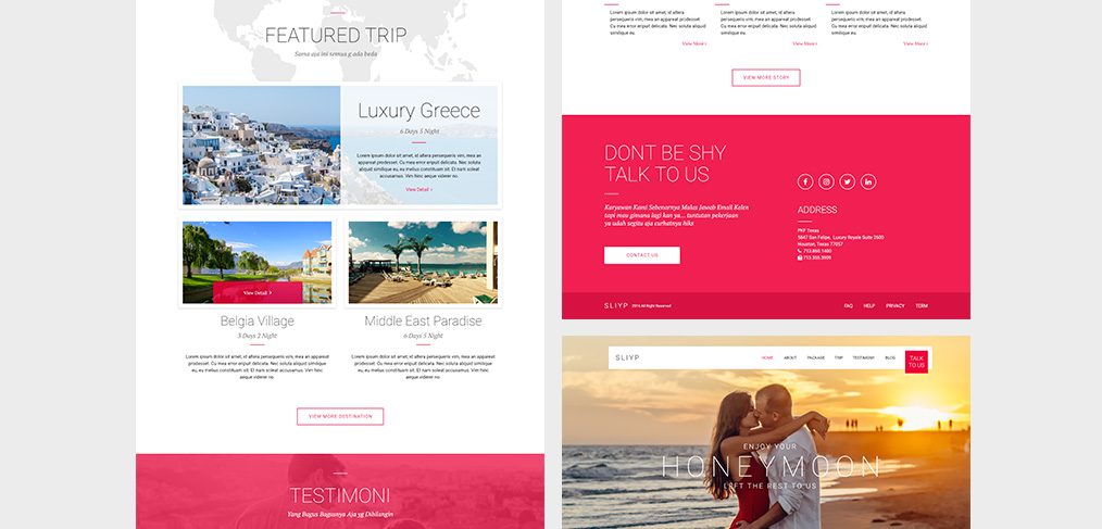 Travel landing page XD