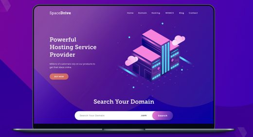 Web hosting website XD template