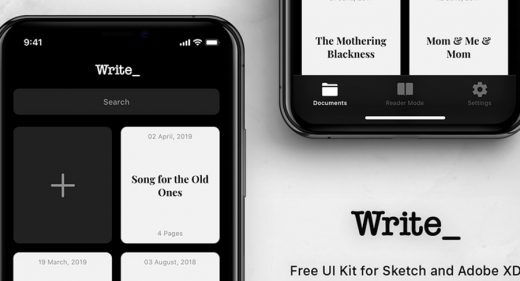 Write - Free XD Mobile UI kit